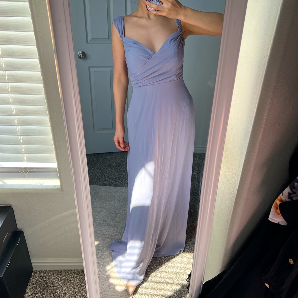 Gray bridesmaids dress with pockets